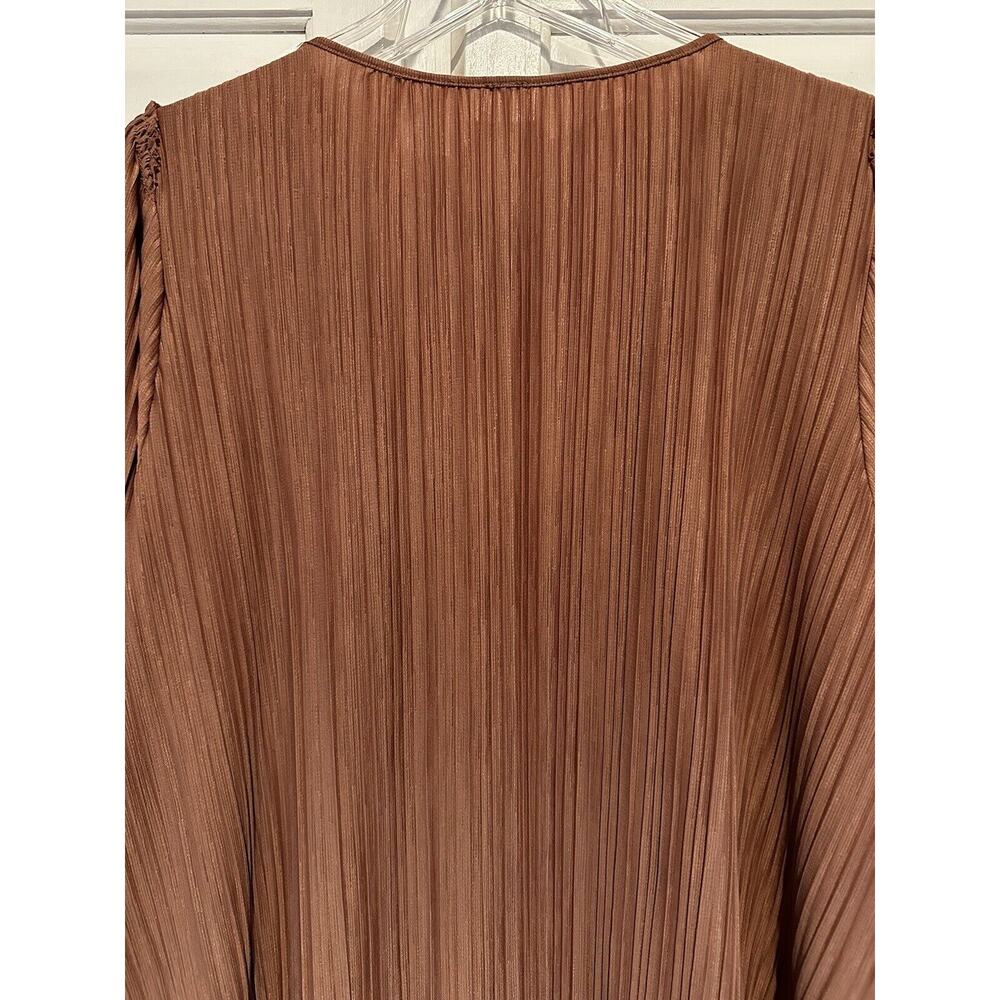 FREE PEOPLE Can't Help It Plisse Mini Dress In Clay Pink Size Large Boho Dreamy - Picture 12 of 15